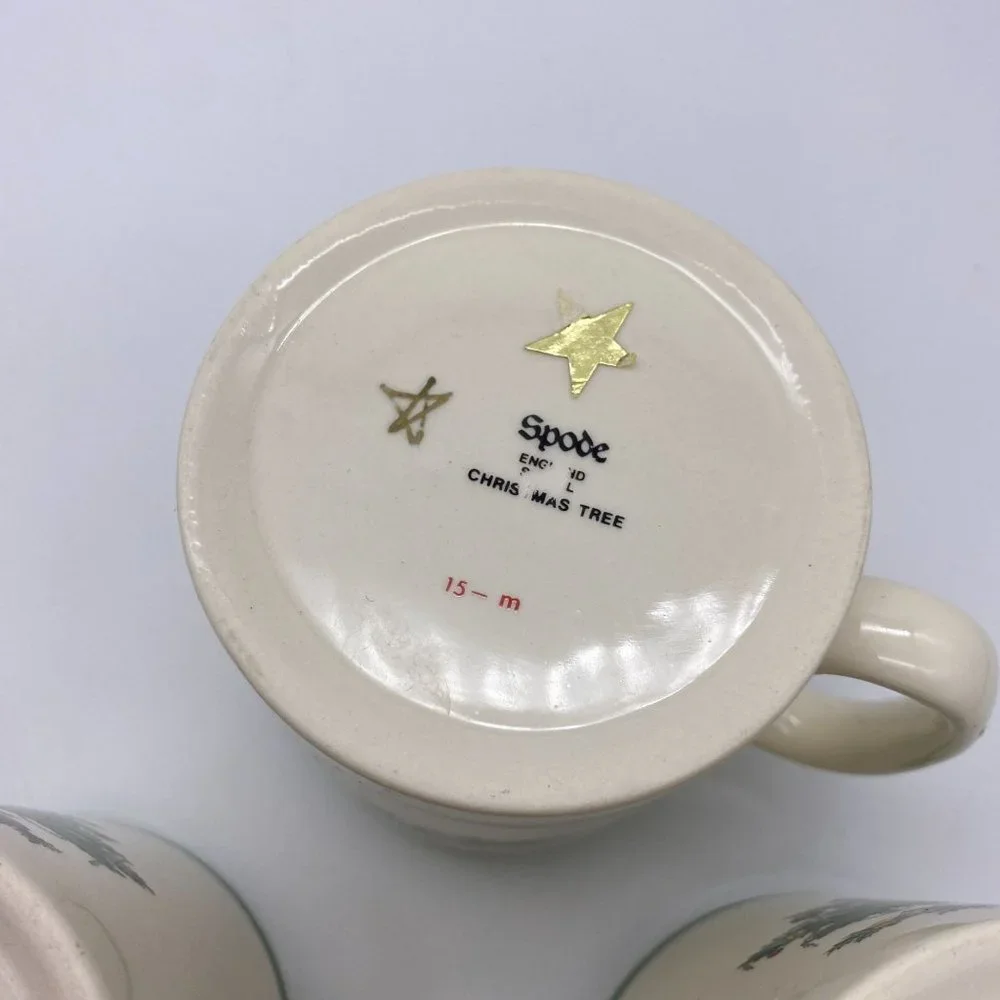 Spode Christmas Tree 8oz coffee‎ mug set of four ceramic 3 7/8